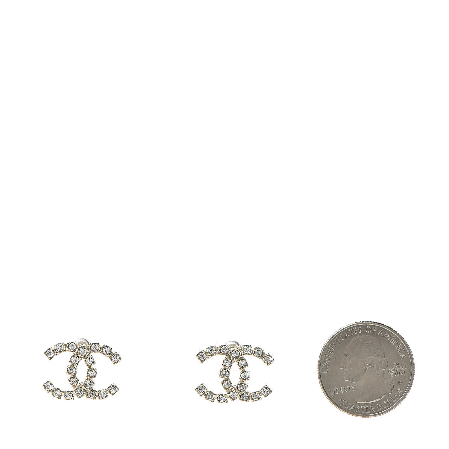 Chanel Crystal CC Earrings Light Gold 2 of 5