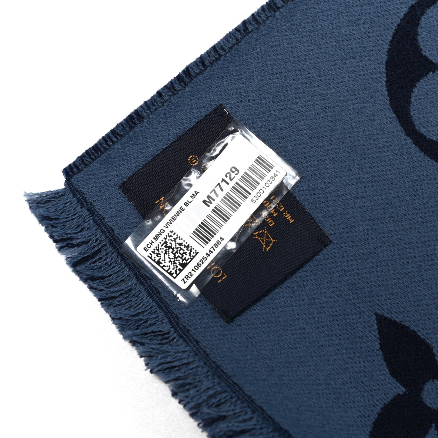 Wool Monogram Vivienne Scarf Navy