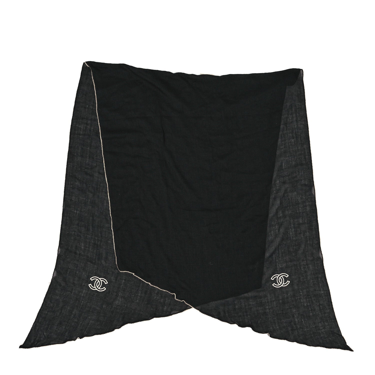 Chanel Cashmere CC Stole Black White 2 of 3