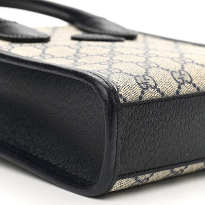 Gucci GG Supreme Monogram Textured Dollar Calfskin Mini Retro Interlocking G Tote Bag Beige Blue 7 of 8