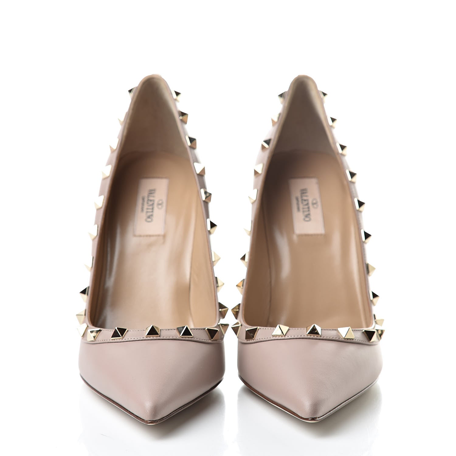 Valentino Garavani Calfskin Nappa Rockstud 100mm Pumps 40 Poudre 2 of 8