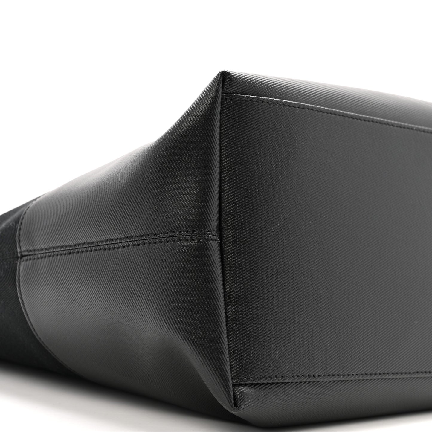 Canvas Calfskin T-Bar Shopping Bag Black