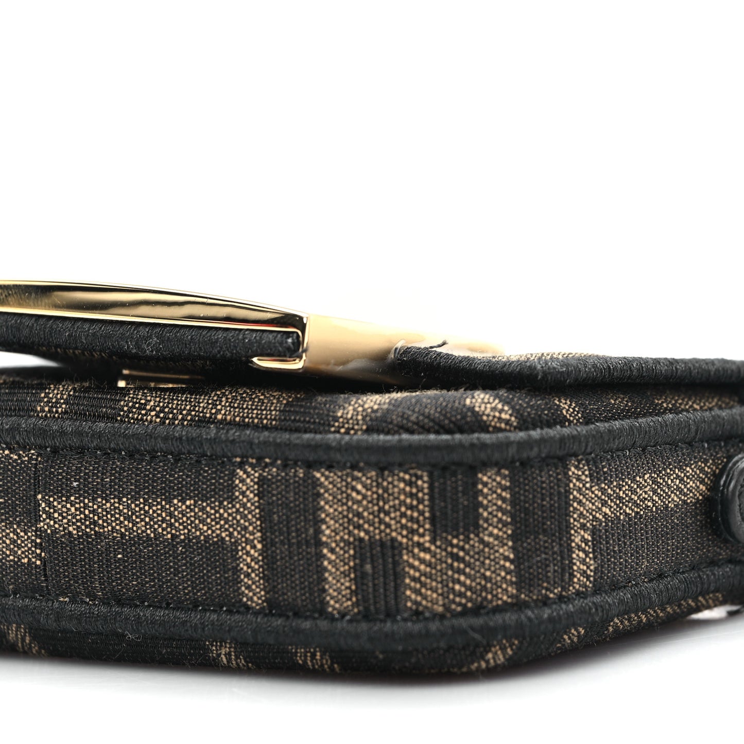 Fabric Jacquard FF 1974 Nano Maxi Buckle Baguette Charm Tobacco Moro Black
