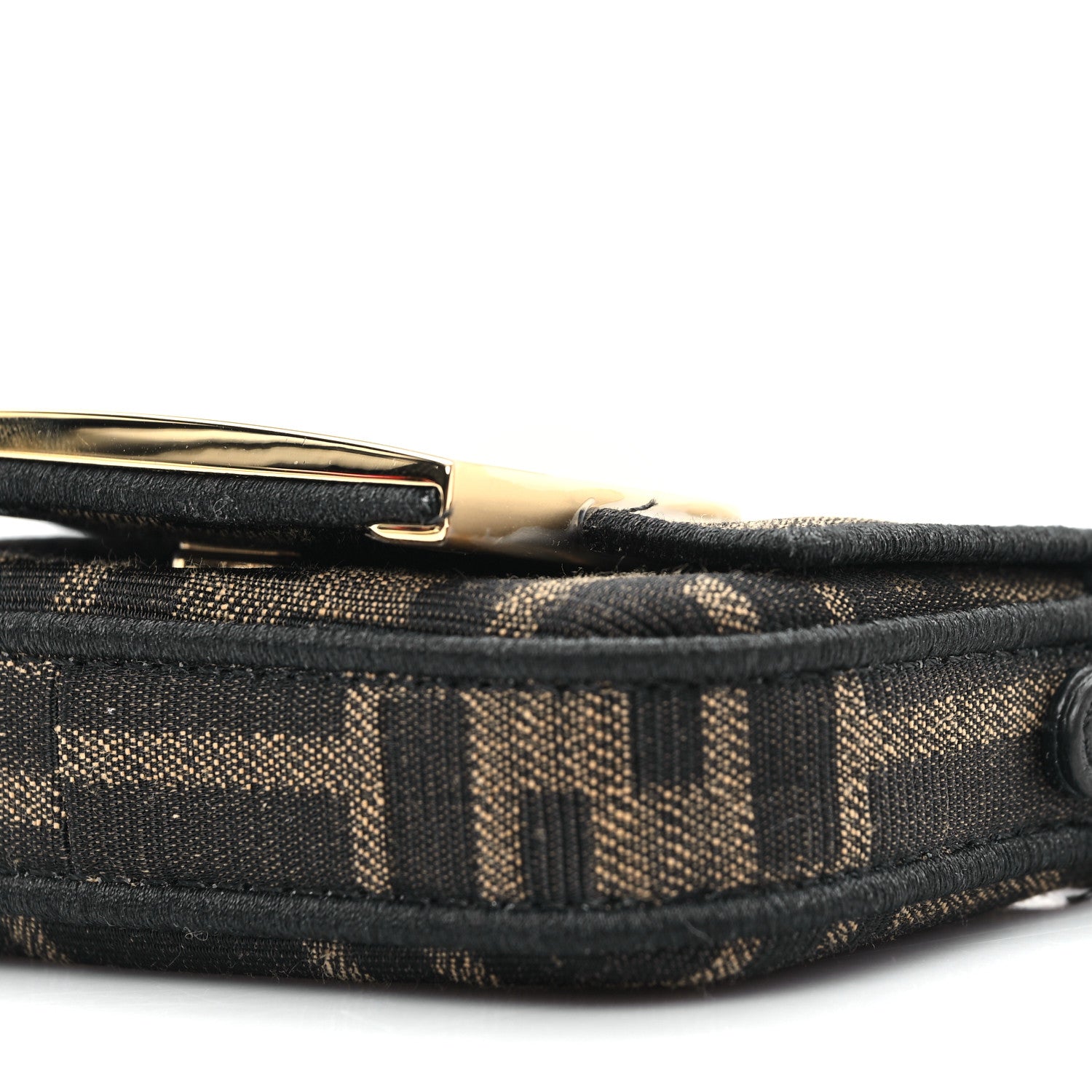 Fendi Fabric Jacquard FF 1974 Nano Maxi Buckle Baguette Charm Tobacco Moro Black 10 of 11