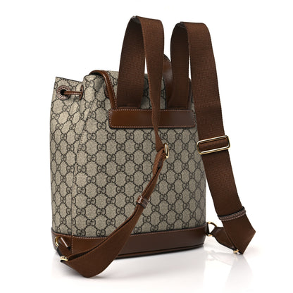 Gucci GG Supreme Monogram Azalea Calfskin Retro Interlocking G Buckle Backpack Beige Ebony Brown Sugar 3 of 10