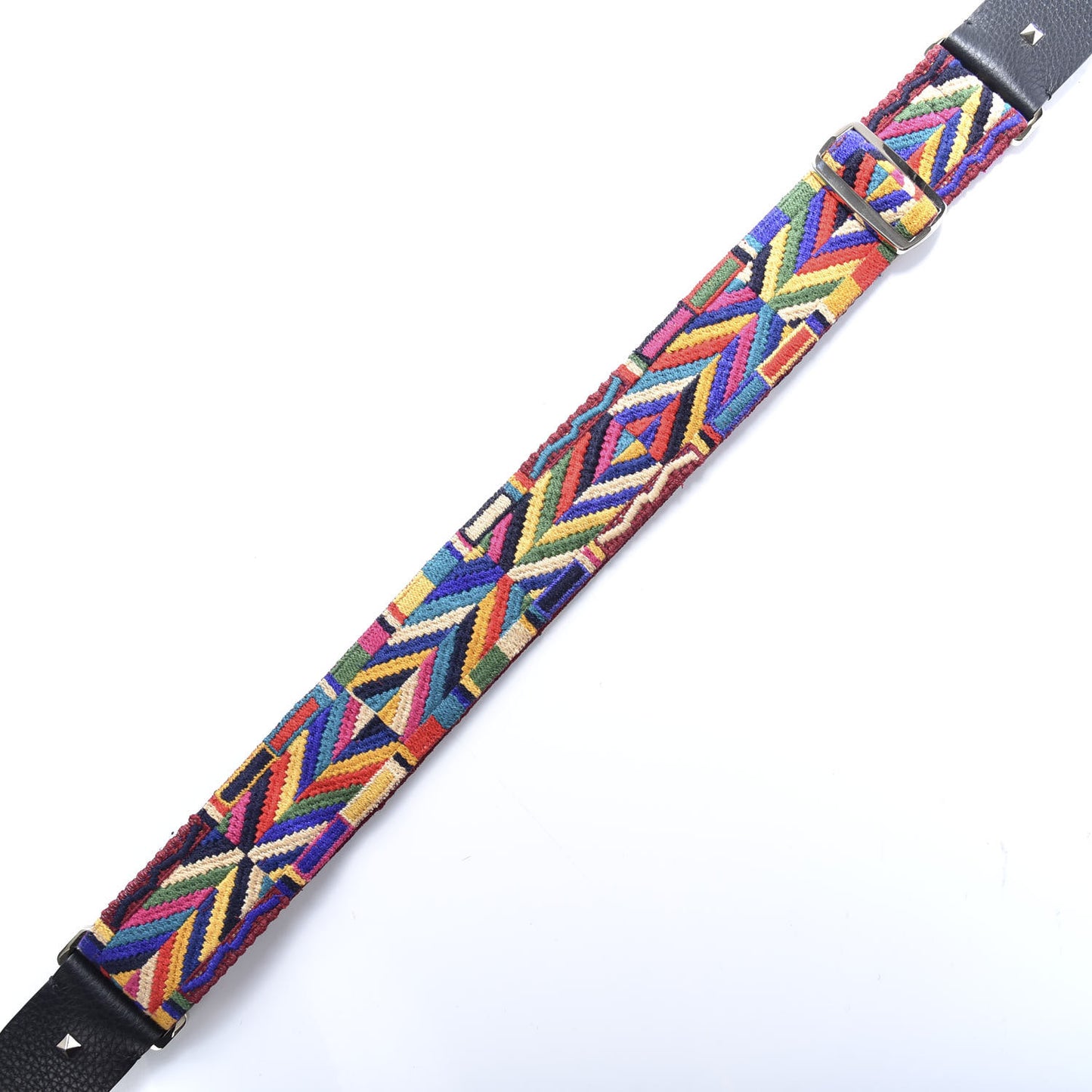 Canvas Native Couture 1975 Embroidered Rockstud Guitar Strap Multicolor