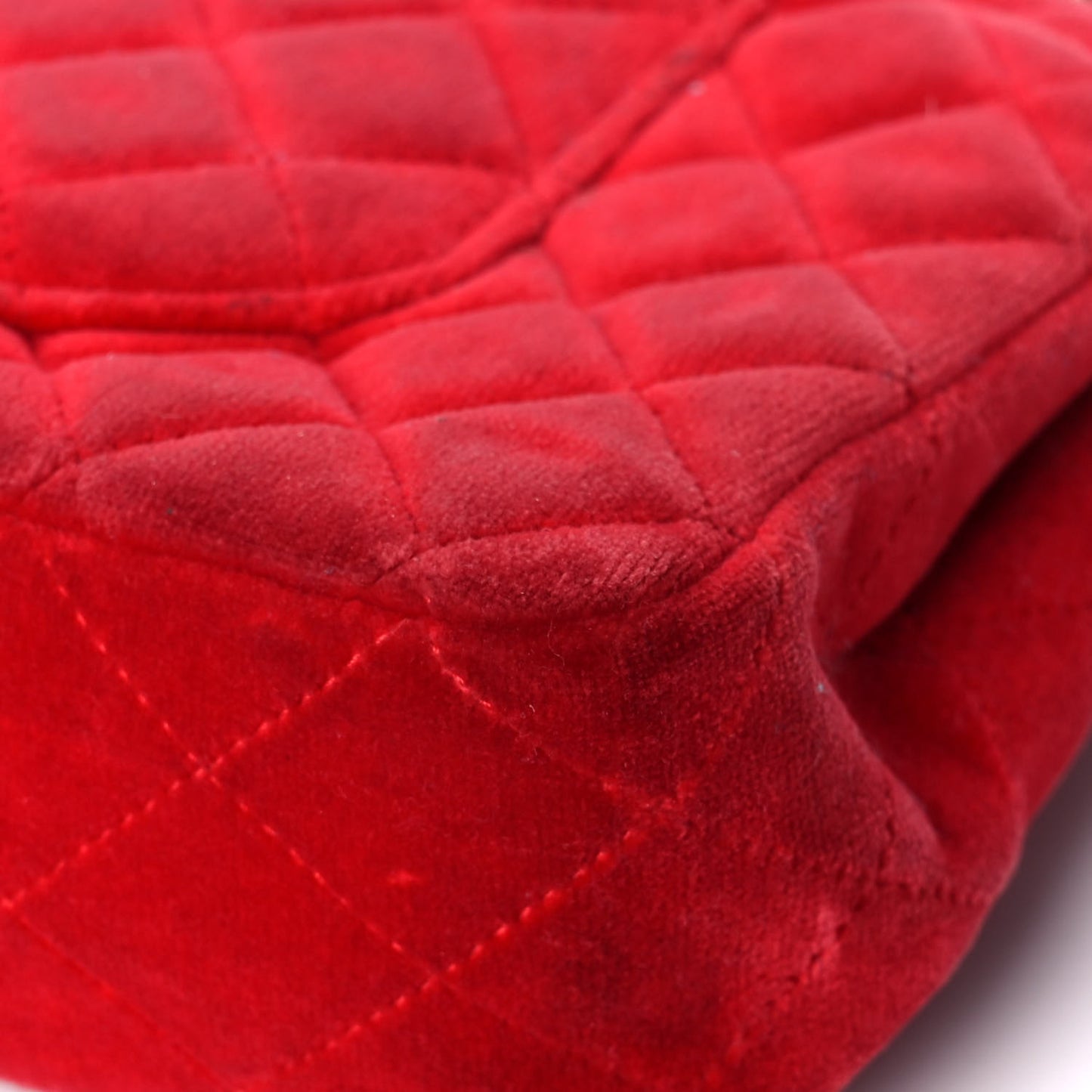 Velvet Quilted Medium Double Flap Red