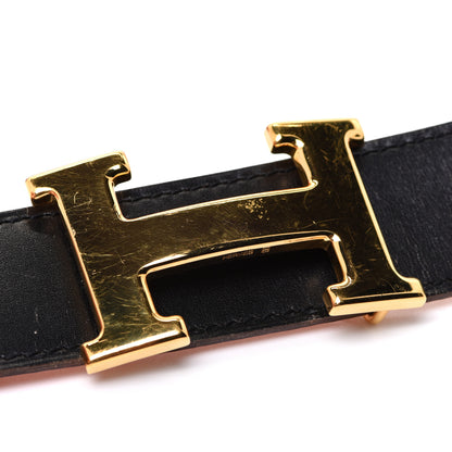 Hermes Box Togo 32mm H Belt 85 Black Orange 9 of 11