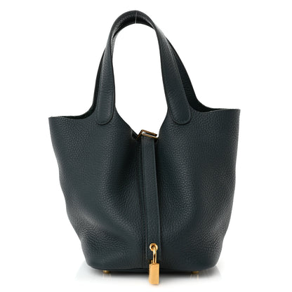 Hermes Taurillon Clemence Picotin Lock 18 PM Vert Cypress 1 of 12