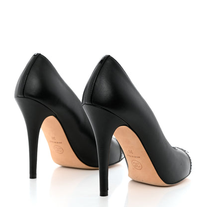 Chanel Lambskin Patent Calfskin Cap Toe CC Pumps 36 Black 4 of 11