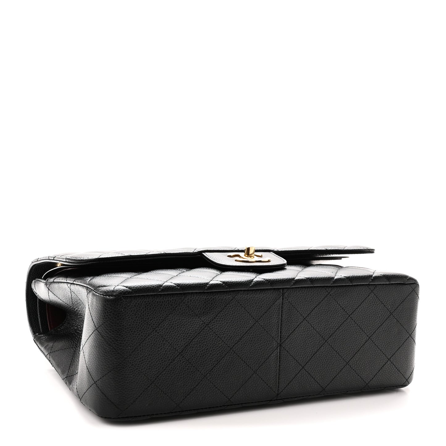 Caviar Quilted Jumbo Double Flap Black