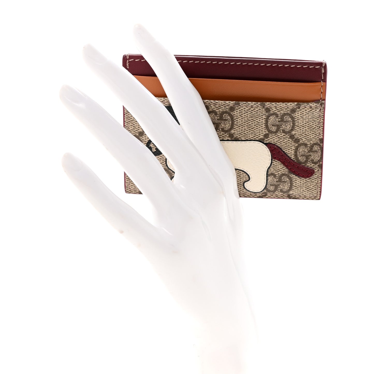 GG Supreme Monogram Dog Card Holder Beige Multicolor