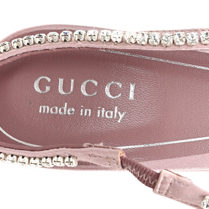 Gucci Satin Crystal Talia 105 Slingback Pumps 37.5 Stone Pink 8 of 10