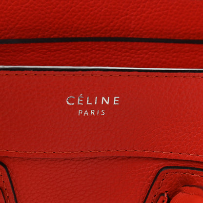Celine Drummed Calfskin Micro Luggage Coquelicot 7 of 11
