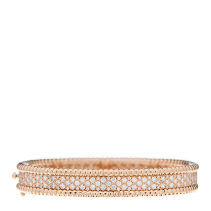 Van Cleef & Arpels 18K Rose Gold Diamond Perlee 3-Row Bangle Bracelet S 2 of 5