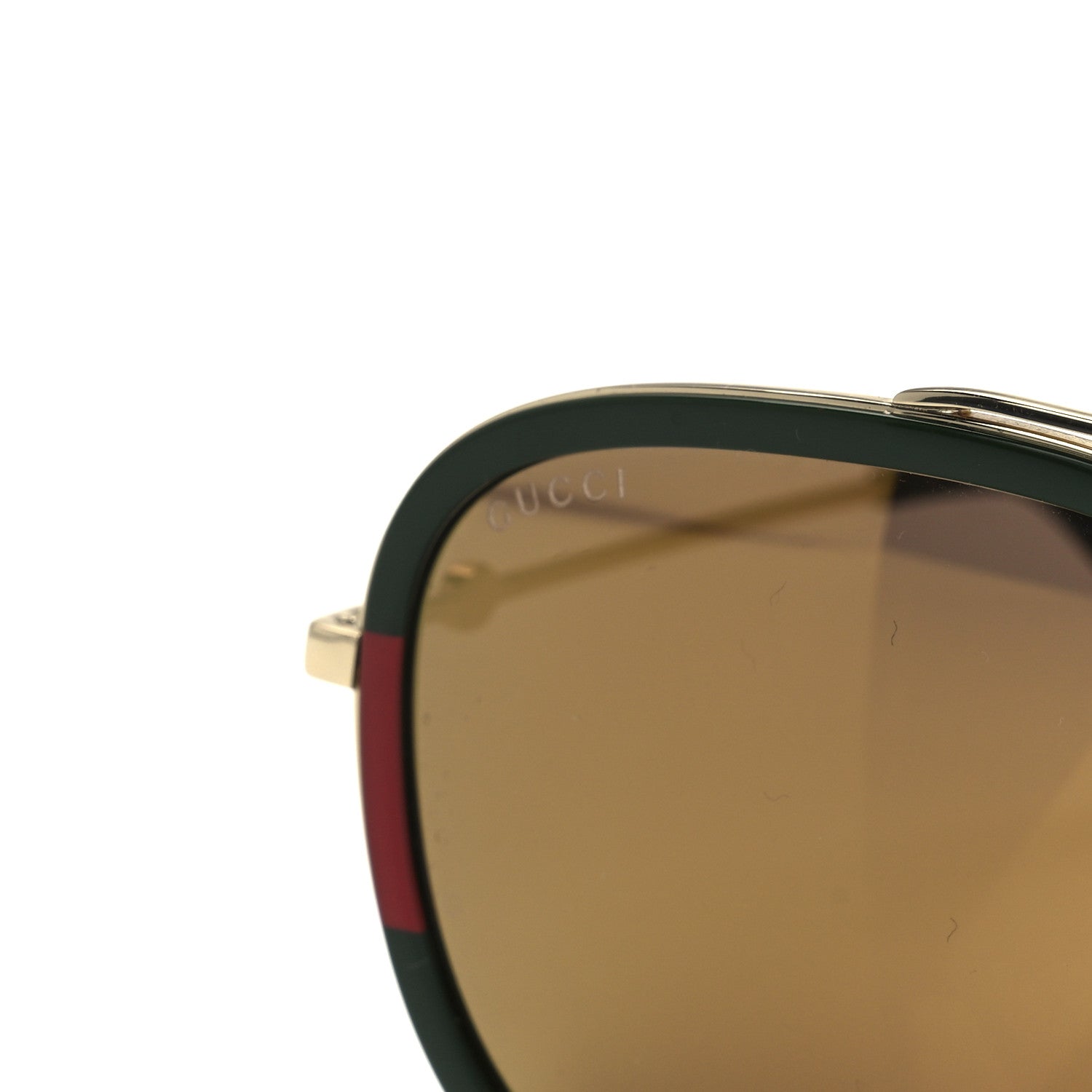 Gucci Metal Web Aviator Sunglasses GG0062S Green Red 7 of 8