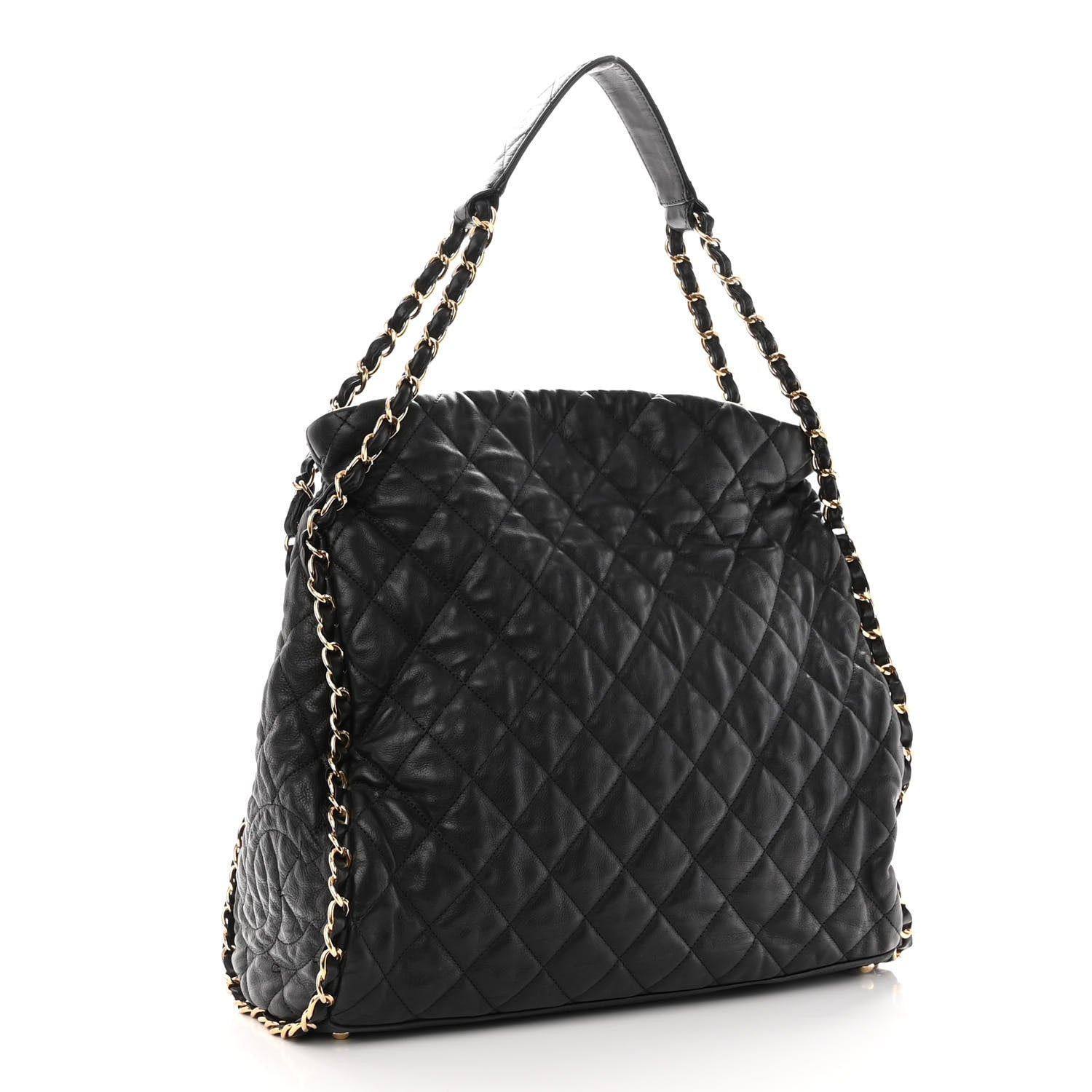 Chanel Calfskin Quilted Large Chain Me Hobo Black 3 of 9