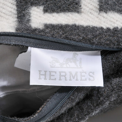 Hermes Wool Cashmere Avalon Pillow PM Ecru Gris Fonce 5 of 6
