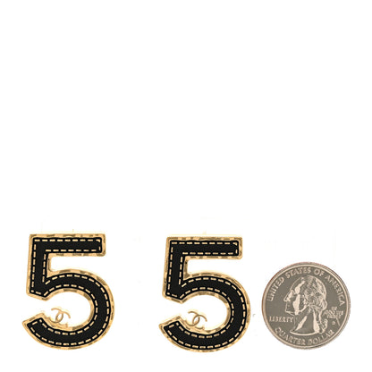 Chanel Metal CC No 5 Earrings Gold Black 2 of 5