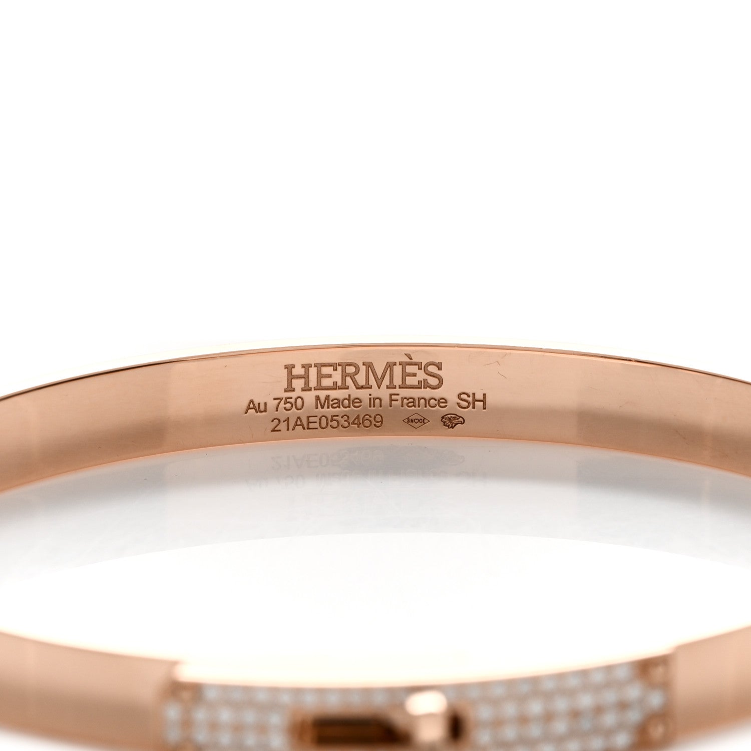 Hermes 18K Rose Gold Diamond PM Kelly Pave Bracelet SH 3 of 4