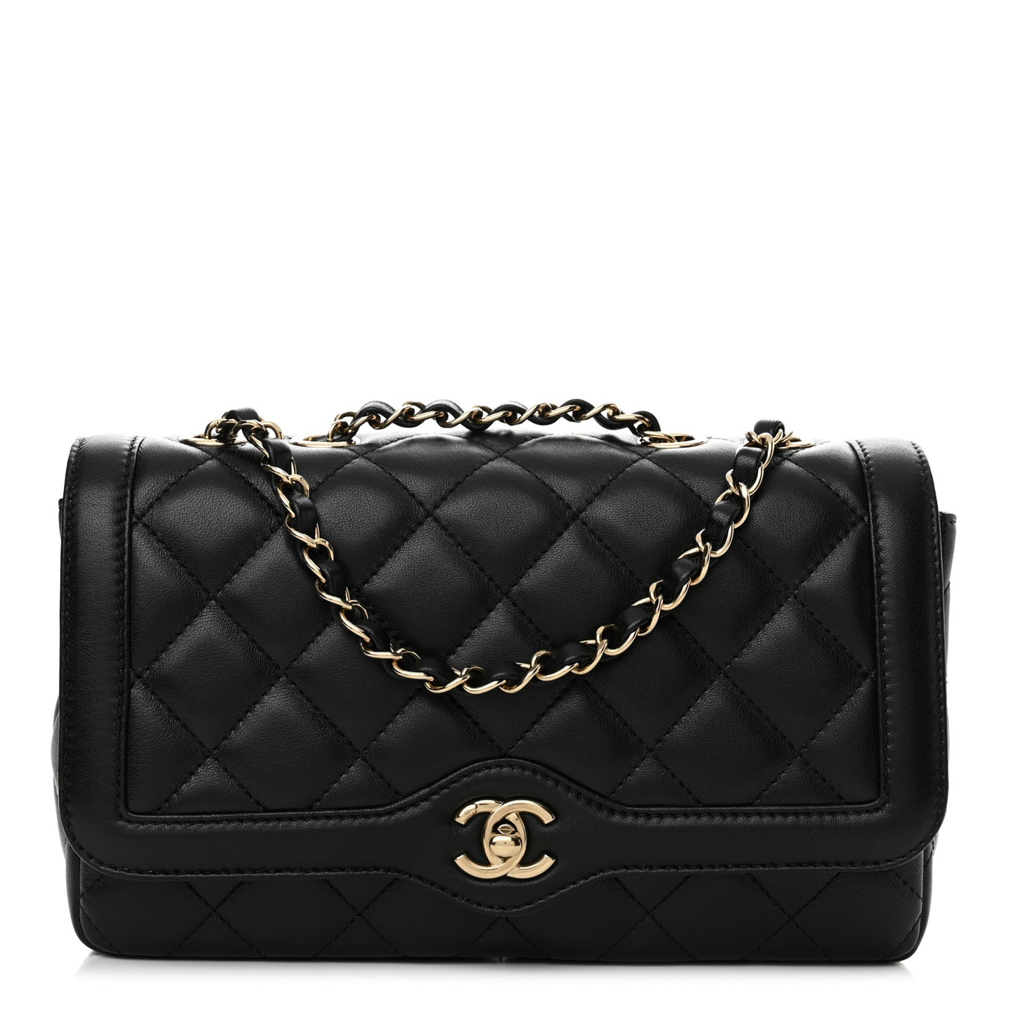 Lambskin Quilted Small Flap Bag Black
