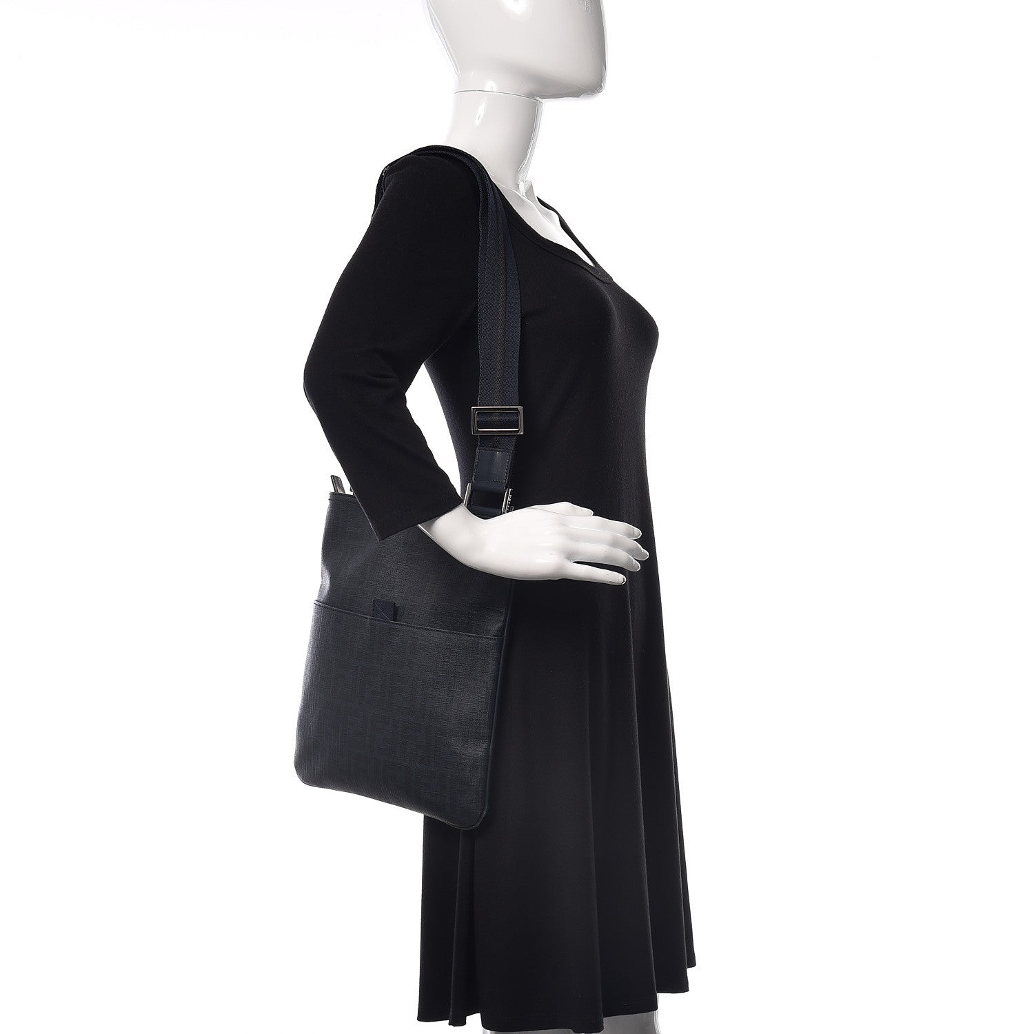 Fendi Zucca Spalmati Messenger Bag Navy 2 of 9