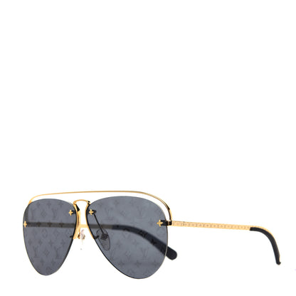 Louis Vuitton Metal Monogram Grease Sunglasses Z1172W Gold 1 of 8