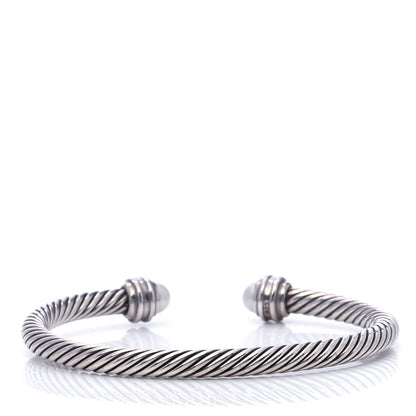 David Yurman Sterling Silver Diamond Pearl 5mm Cable Classics Princess Bracelet 3 of 6