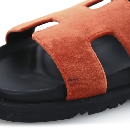 Hermes Velvet Womens Chypre Sandals 36.5 Orange Canyon Bruyère 11 of 12