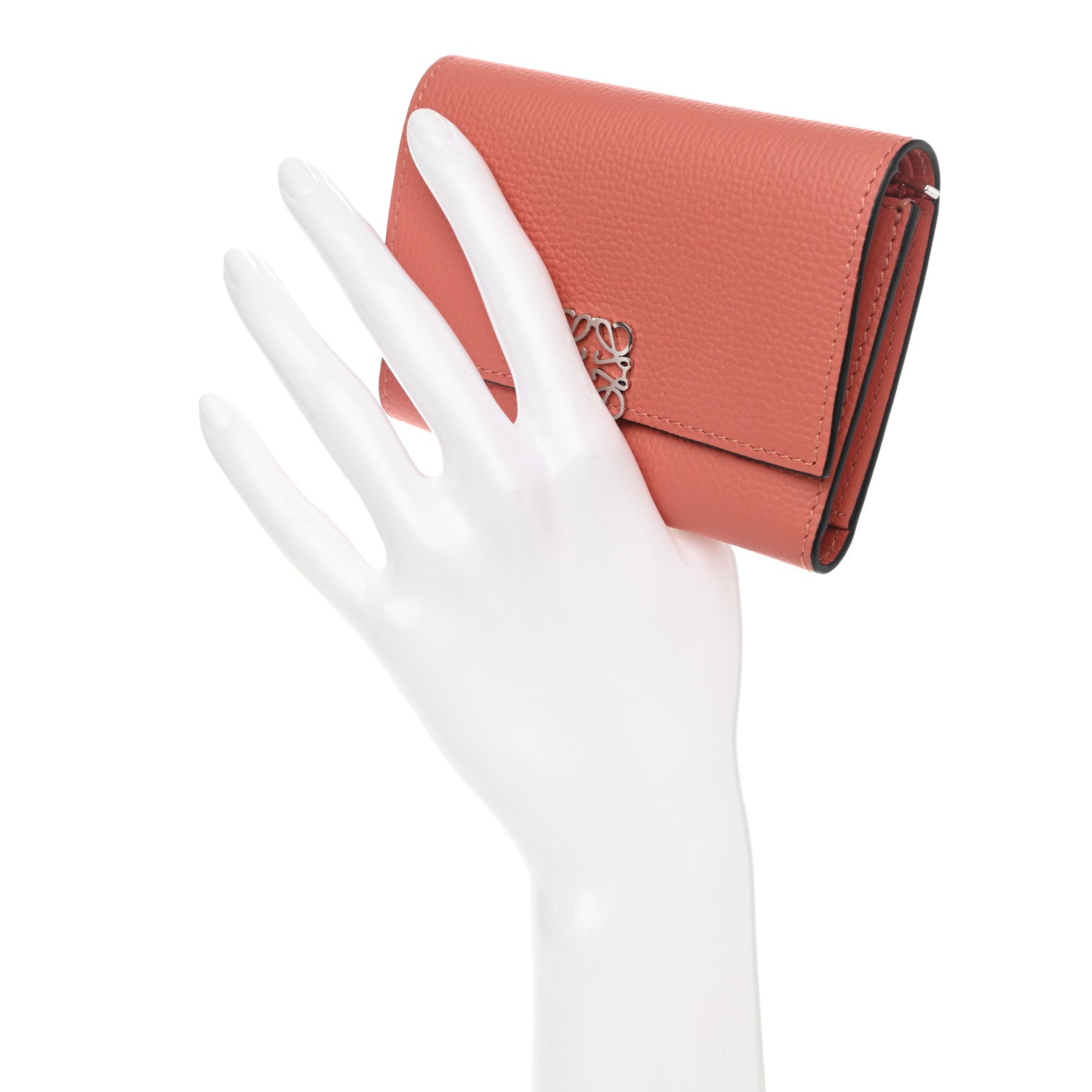 Loewe Pebble Grain Calfskin Anagram Small Vertical Wallet Pink Tulip 2 of 9