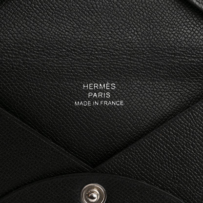 Hermes Madam Calfskin Calvi Card Case Black 6 of 9