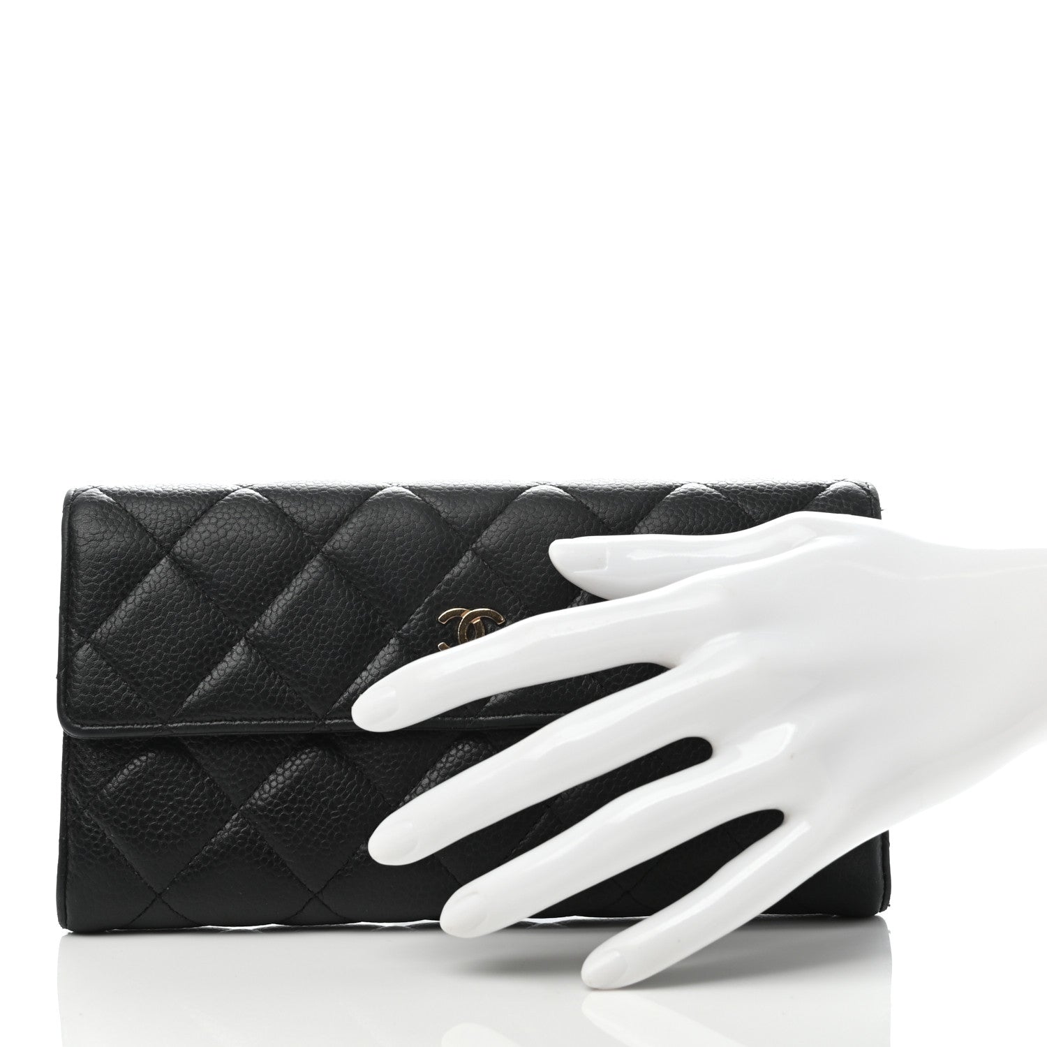 Chanel Caviar Quilted Large Gusset Flap Wallet Black 2 of 8