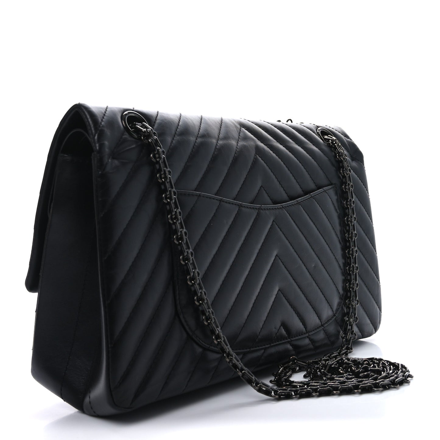 Aged Calfskin Chevron Quilted 2.55 Reissue 226 So Black