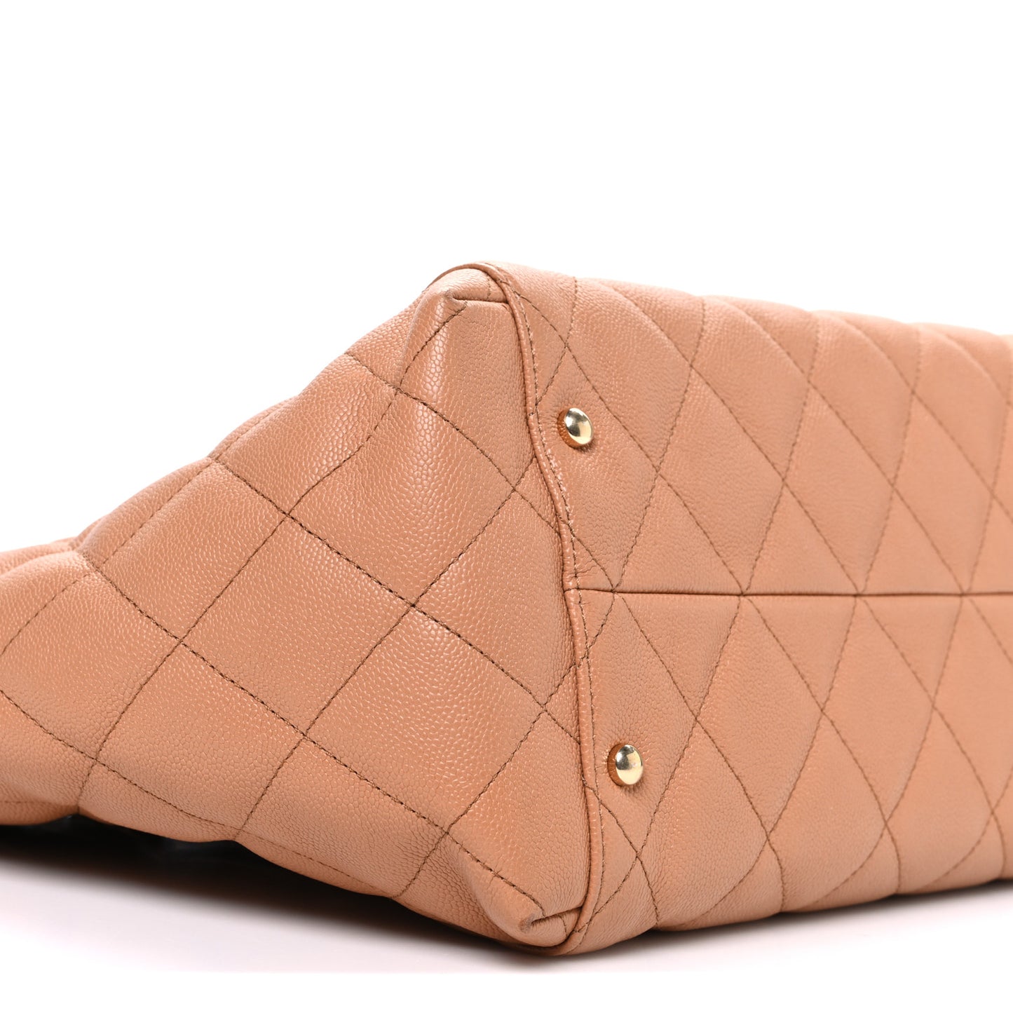 Caviar Quilted Large Shopping Tote Dark Beige