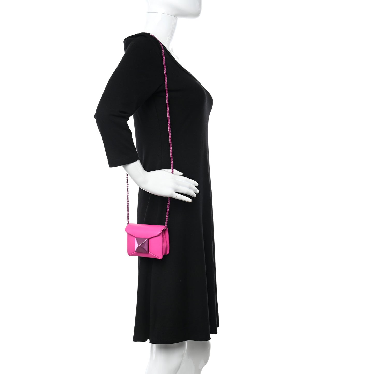 Nappa Tonal Monochrome Micro One Stud Chain Bag Pink PP