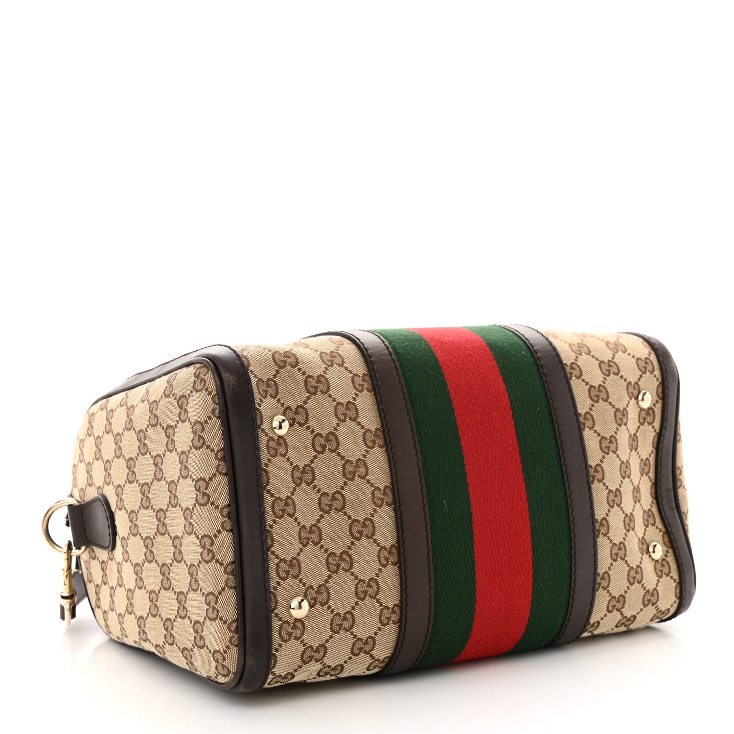 Gucci Monogram Vintage Web Medium Boston Dark Brown 4 of 18