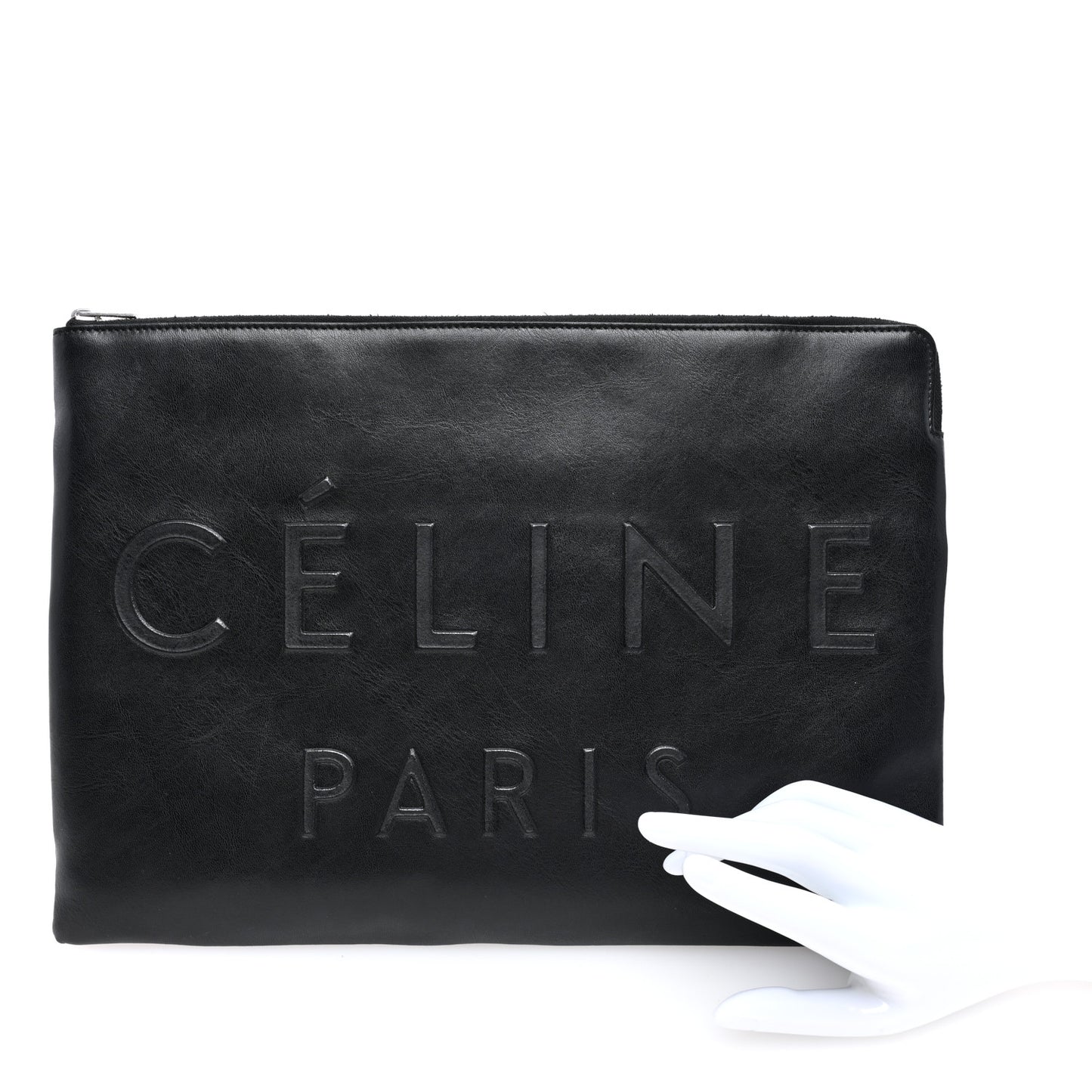 Calfskin Large Made In Clutch Pouch Black