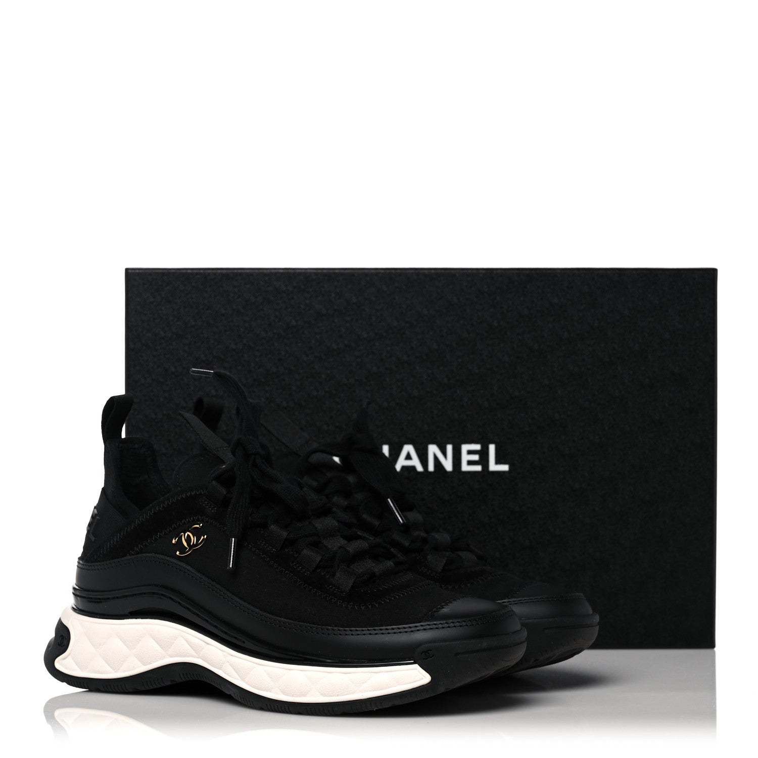Chanel Velvet Calfskin Mixed Fibers CC Sneakers 36 Black 8 of 8