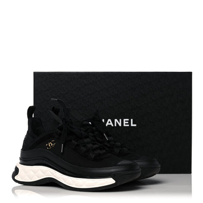 Chanel Velvet Calfskin Mixed Fibers CC Sneakers 36 Black 8 of 8