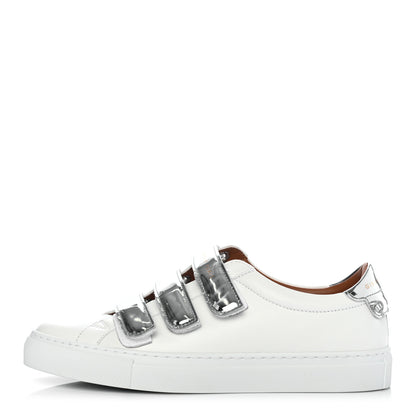 Givenchy Metallic Calfskin Velcro Strap Womens Urban Street Sneakers 37 White Silver 1 of 8