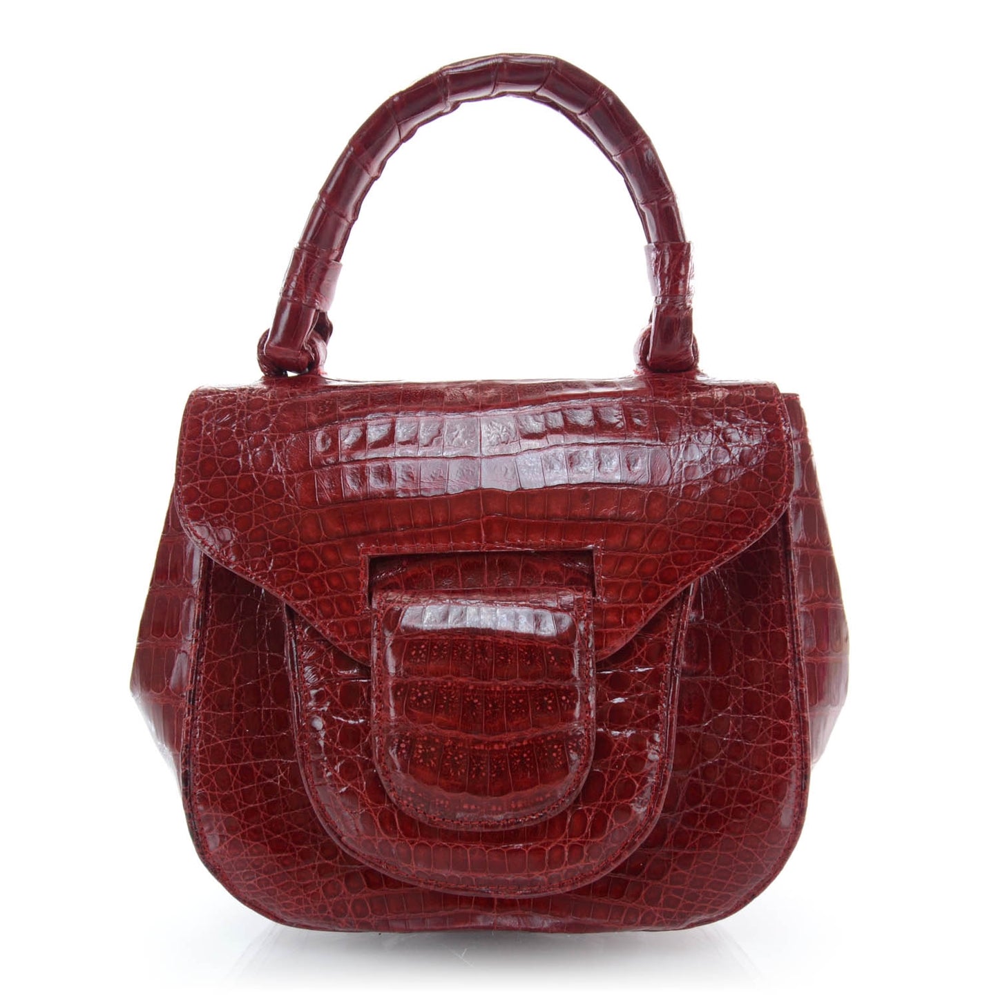 Crocodile Top Handle Satchel Red