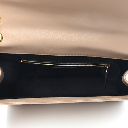 Saint Laurent Grain De Poudre Matelasse Chevron Large Monogram Satchel Dark Beige 5 of 15