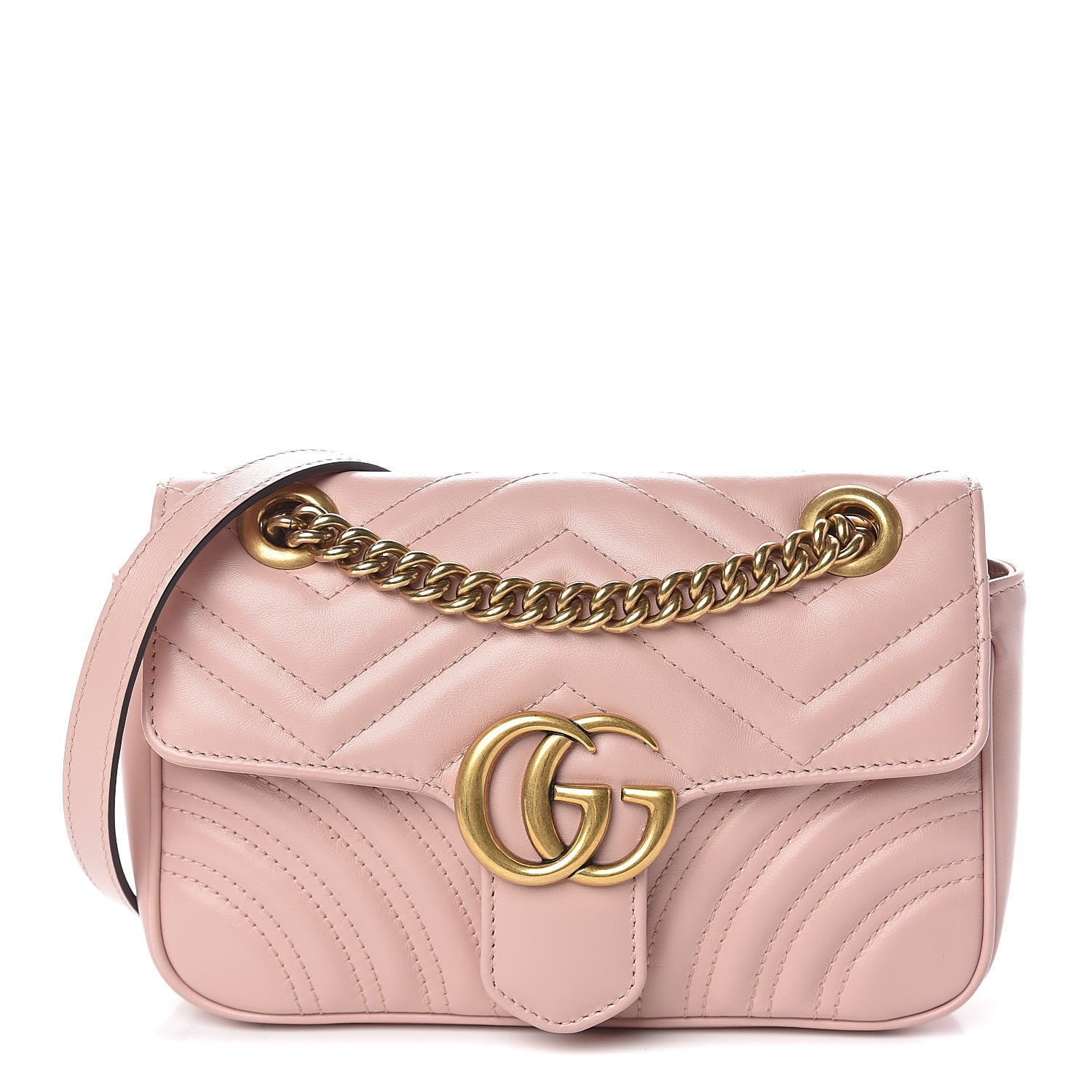 Gucci Calfskin Matelasse Mini GG Marmont Shoulder Bag Perfect Pink 1 of 11