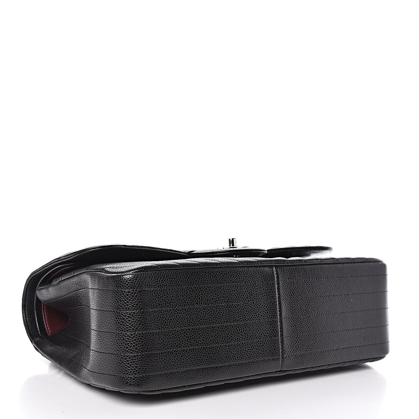 Caviar Chevron Quilted Jumbo Double Flap Black