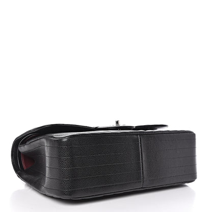 Chanel Caviar Chevron Quilted Jumbo Double Flap Black 4 of 10