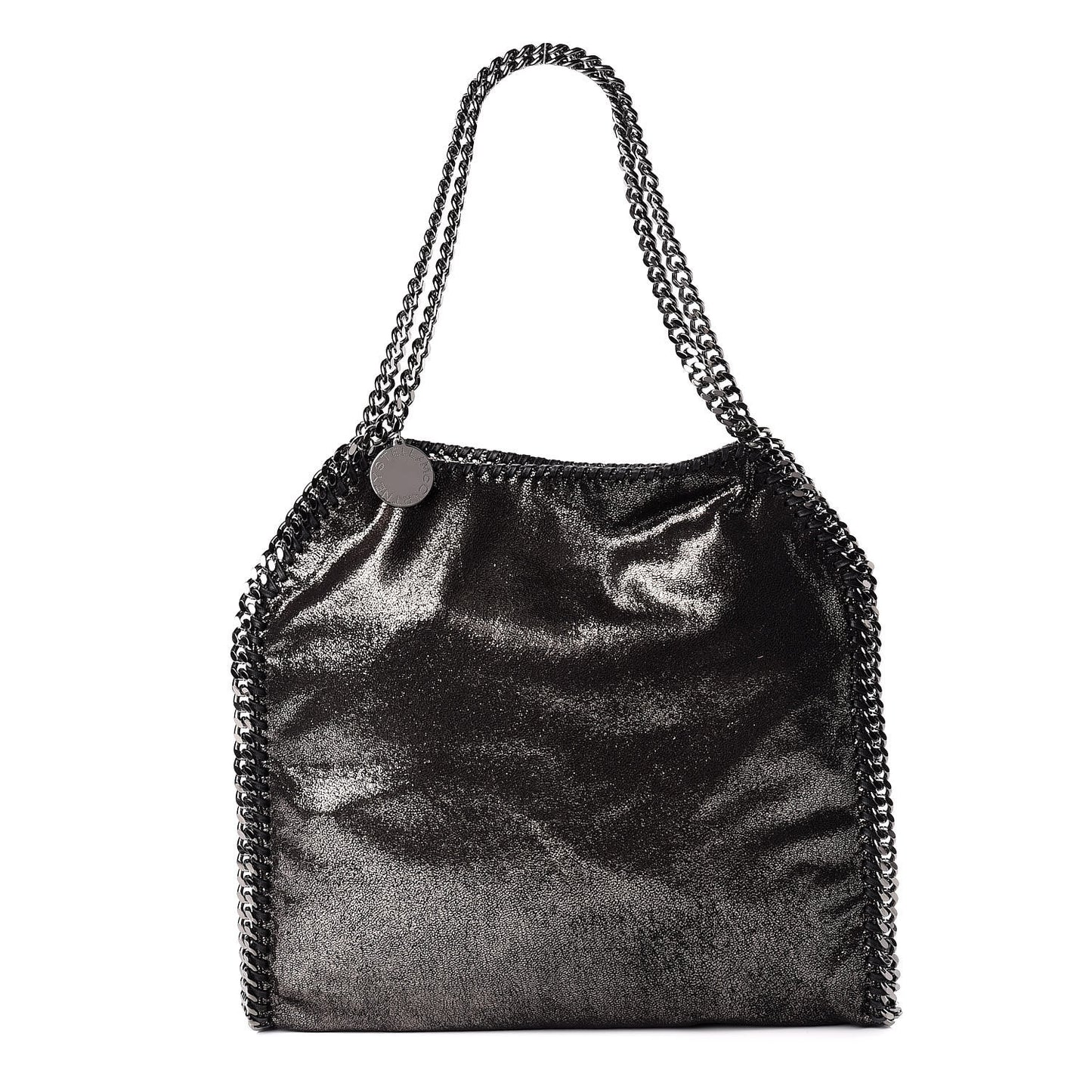 Chamois Shiny Dotted Small Falabella Tote Ruthenium