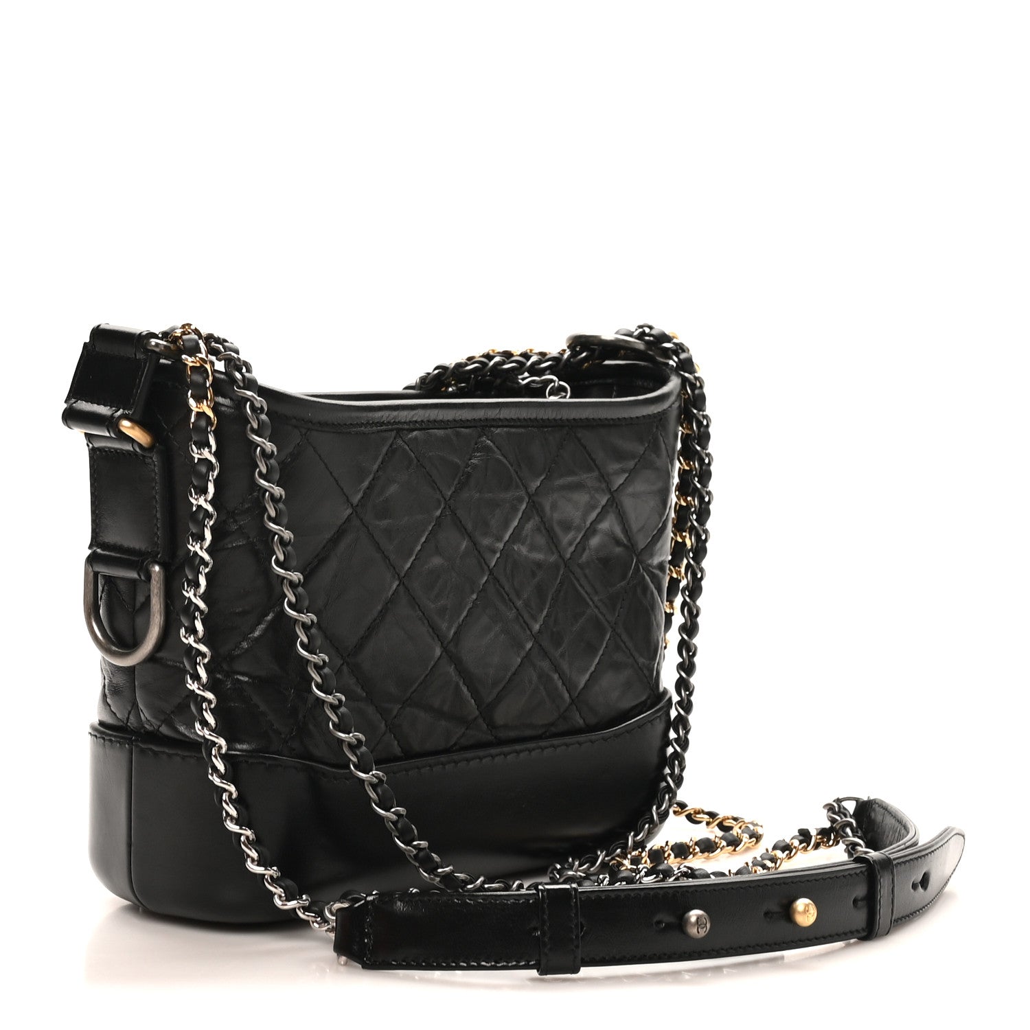 Chanel Aged Calfskin Quilted Small Gabrielle Hobo Black 3 of 11