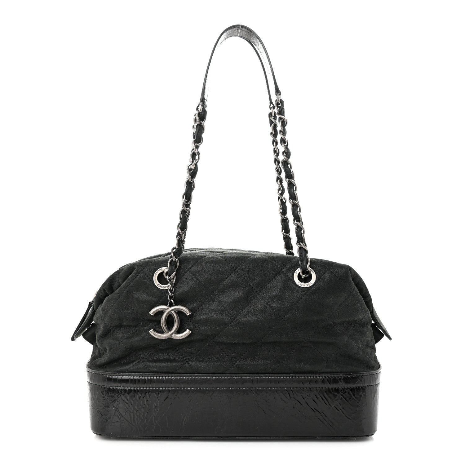 Chanel Iridescent Calfskin Quilted VIP Bowling Bag Black 1 of 10