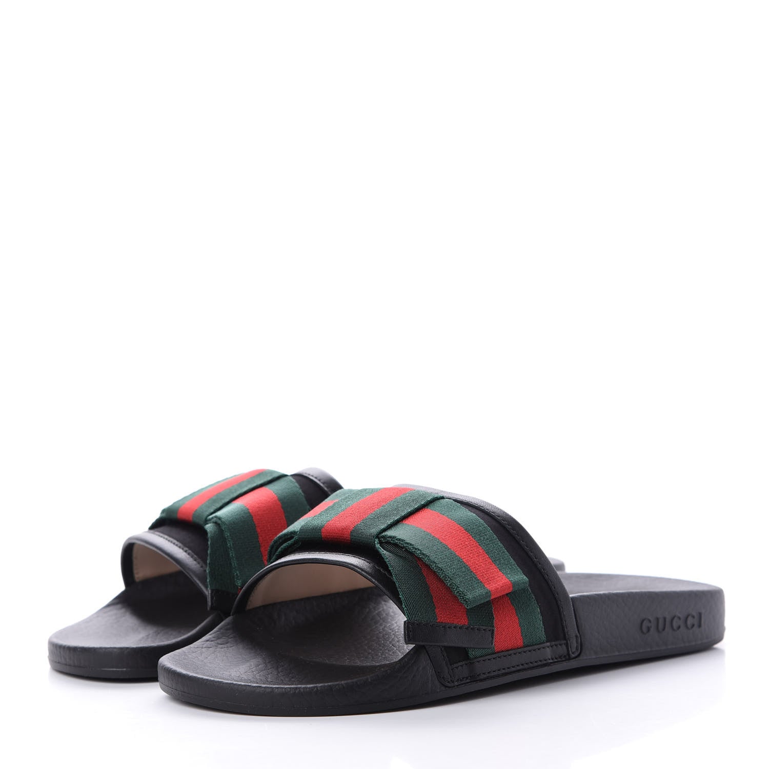 Gucci Satin Web Bow Slide Sandals 38 Black 3 of 10