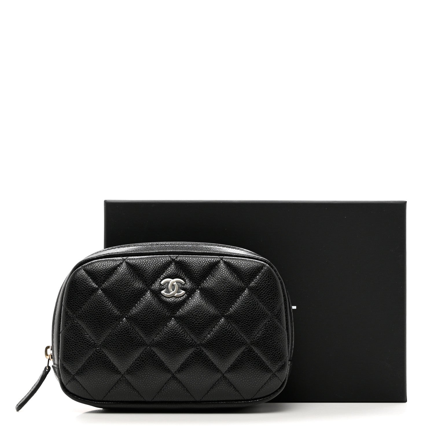 Chanel Caviar Quilted Small Curvy Pouch Cosmetic Case Black 8 of 8